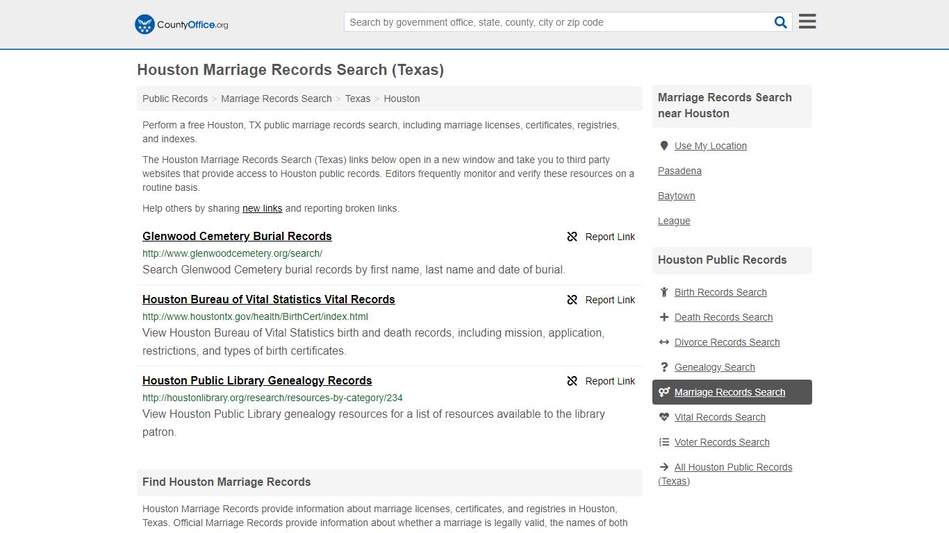 Houston Marriage Records Search (Texas) - County Office